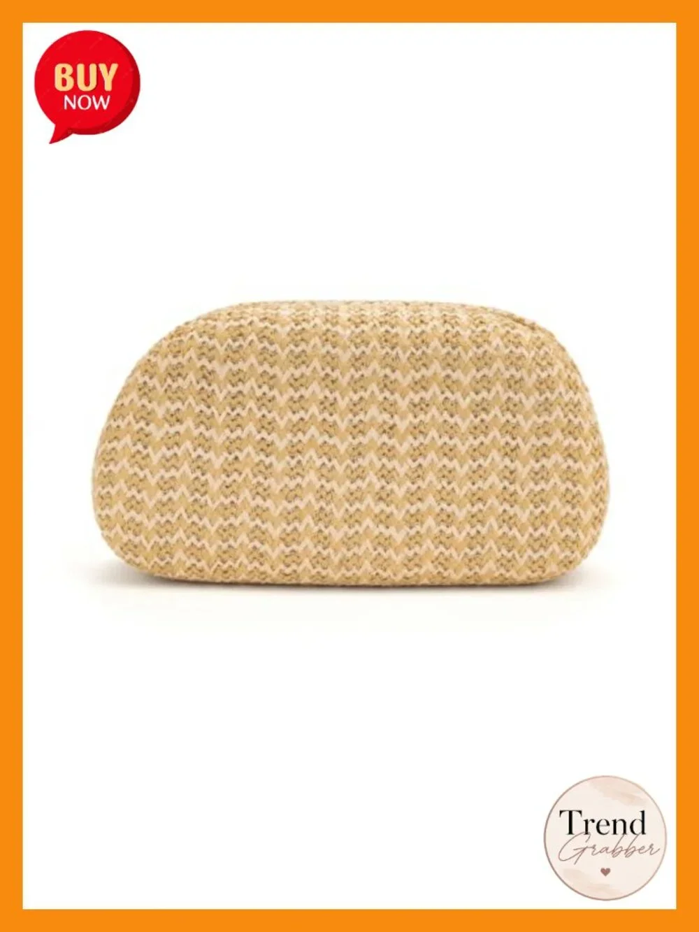 Woven Straw Clutch with Gold Metal Handle Wedding Party